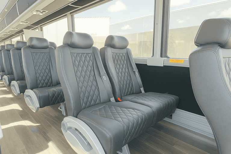 interior of Elizabeth Minibus Company charter bus